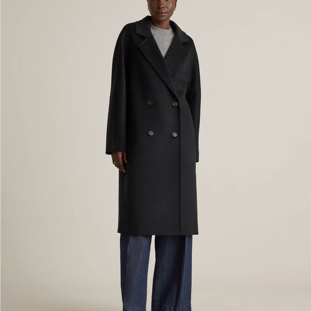 Quince women Italian wool Elegant Black Double-Breasted Coat